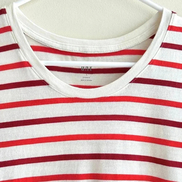 GAP Favorite T-Shirt, Women’s Red Maroon Striped Short Sleeve Shirt, Size Large - Picture 6 of 16
